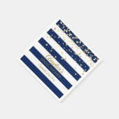 カスタムストライプネイビー金ゴールドブライダルシャワー スタンダードカクテルナプキン (角)