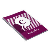 カスタムストライプ型 |モノグモダンラムカラフル ノートブック (右側)