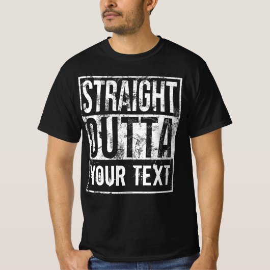 カスタムストレートアウトタシャツ追加テキストヴィンテージ Tシャツ (正面)