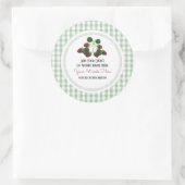 カスタムストロベリー & ギンガム クラシック ラウンド ステッカー (バッグ)