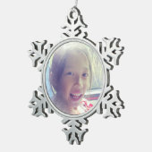 カスタムスノーエフェクトセルフィー写真 スノーフレークピューターオーナメント (右)