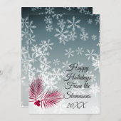 カスタムスノーフレークのクリスマスグリーティングカード (正面/裏面)
