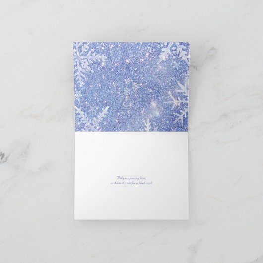 カスタムスノーフレークのクリスマスフォトカード シーズンカード (内部)