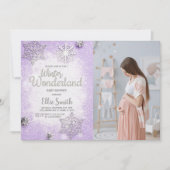 カスタムスノーフレークベビーお祝い招待状 招待状 (正面)