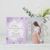 カスタムスノーフレークベビーお祝い招待状 招待状 (スタンド正面)