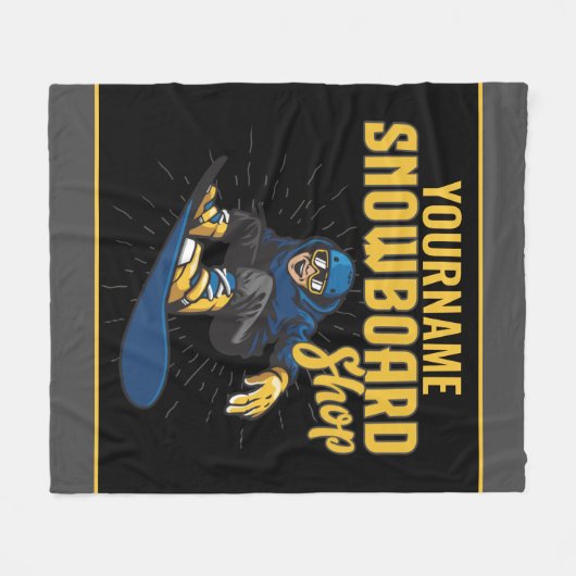 カスタムスノーボーダースノーボーディングショップビッグエア フリースブランケット (正面(横))