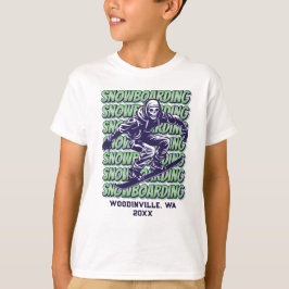 カスタムスノーボードの場所の日付名 Tシャツ