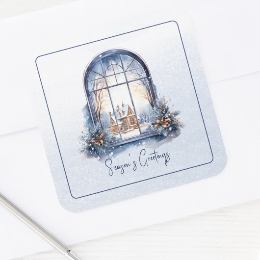 カスタムスノールディックウィンターパステルブルー&ホワイト スクエアシール