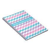 カスタムスパイラルノートブック、ピンク、ブルー、メイヴシェブロン ノートブック (右側)