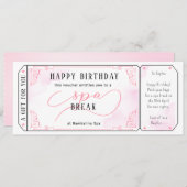 カスタムスパデイメッセージピンクバウチャー証明書 招待状 (正面/裏面)