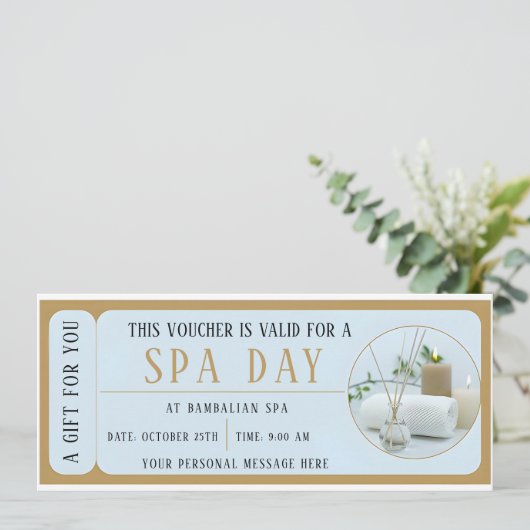 カスタムスパ日のバウチャーギフト券 招待状 (スタンド正面)
