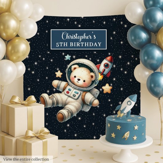 カスタムスペースベアパーティー タペストリー 誕生日