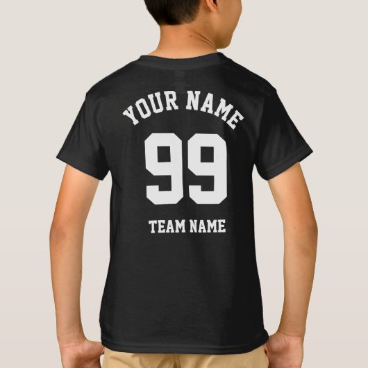 カスタムスポーツチームジャージー白番名 Tシャツ (裏面)