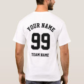 カスタムスポーツチームジャージー黒番 Tシャツ (裏面)