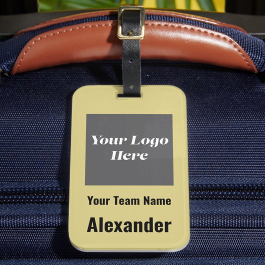 カスタムスポーツチームロゴ、チーム&プレイヤー名金ゴールド ラゲッジタグ (正面インサイチュ2)