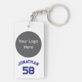 カスタムスポーツチームロゴ&名前ジャージー番号ブルー キーホルダー (裏面)