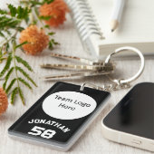 カスタムスポーツチームロゴ&名前ジャージー番号ブルー キーホルダー (正面右)