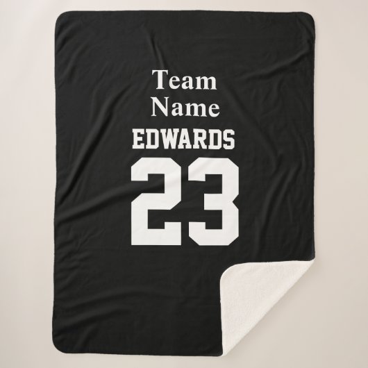 カスタムスポーツチーム名フリースブランケット シェルパブランケット (正面)