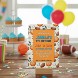 カスタムスポーツテーマの子供の誕生日招待状 招待状