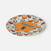 カスタムスポーツテーマの子供の誕生日紙皿 ペーパープレート (アングル)