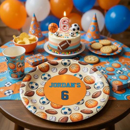 カスタムスポーツテーマの子供の誕生日紙皿 ペーパープレート