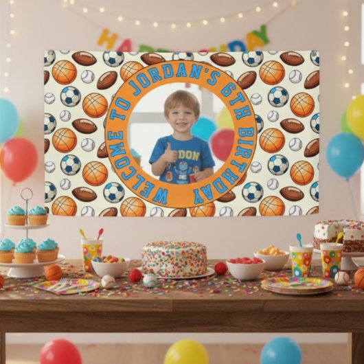 カスタムスポーツテーマの誕生日フォトバナー 横断幕