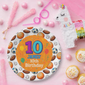 カスタムスポーツテーマ10歳の誕生日紙皿 ペーパープレート (パーティー)