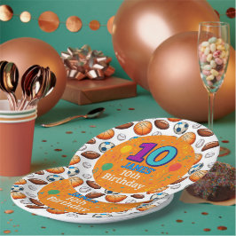 カスタムスポーツテーマ10th誕生日紙プレート ペーパープレート