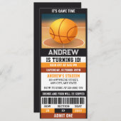 カスタムスポーツバスケットボールチケット誕生日 招待状 (正面/裏面)