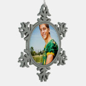 カスタムスポーツフォトホリデーオーナメント スノーフレークピューターオーナメント (左)