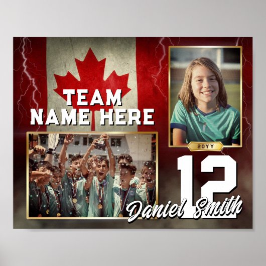 カスタムスポーツメモリのメイトテンプレートカナダ国旗 ポスター (正面)
