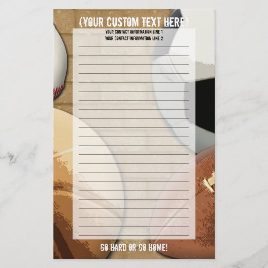 カスタムスポーツ文房具 便箋 (正面)