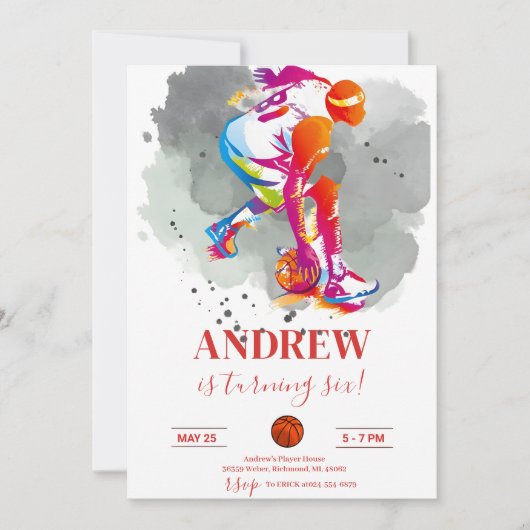 カスタムスポーツ誕生日 招待状 (正面)