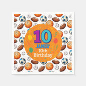 カスタムスポーツ10thバースデーパーティーナプキンス スタンダードカクテルナプキン (正面)