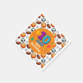 カスタムスポーツ10thバースデーパーティーナプキンス スタンダードカクテルナプキン (角)