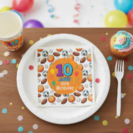 カスタムスポーツ10thバースデーパーティーナプキンス スタンダードカクテルナプキン