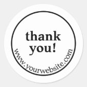 カスタムスモールビジネス「ありがとう」白黒 ラウンドシール (正面)