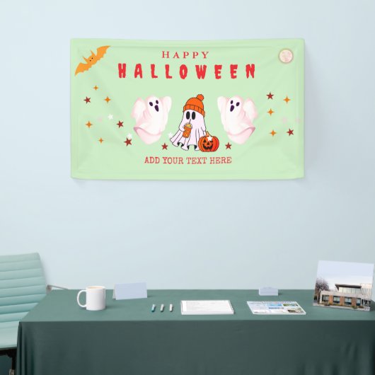 カスタムスモールビジネス ロゴ ハロウィンパーティー 横断幕 (トレードショー)