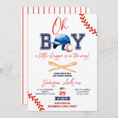 カスタムスラムダンクOh Boy Baseballベビーシャワーバンドル 招待状 (正面/裏面)