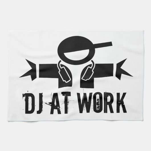カスタムスローガンが入ったDeejayタオル | DJグッズ キッチンタオル (横)