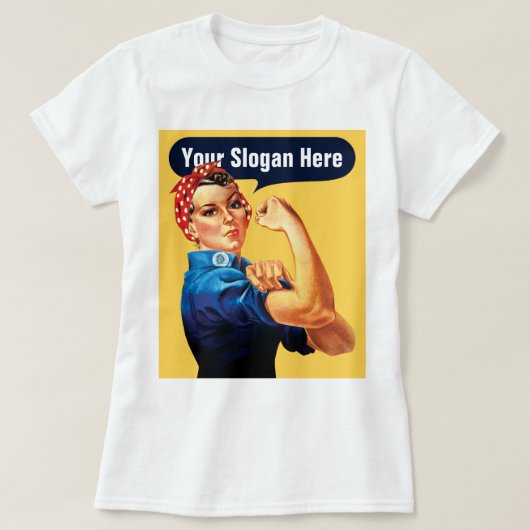 カスタムスローガンを追加できるロージー・ザ・リベッター Tシャツ (デザイン正面)