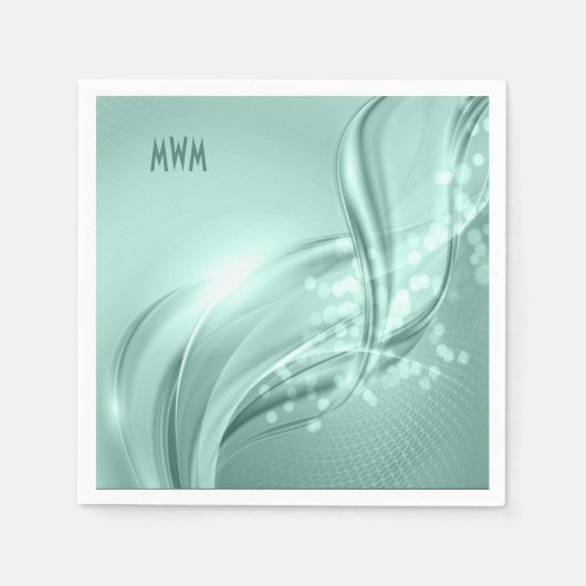 カスタムスワールミントグリーンパターンカクテルナプキンス スタンダードカクテルナプキン (正面)