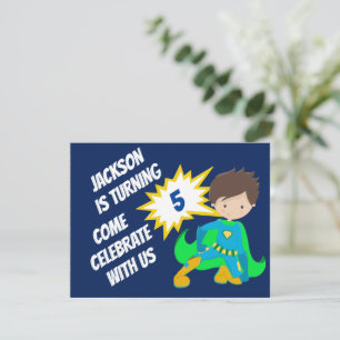 カスタムスーパーヒーローアクションヒーロー子供の誕生日パーティー 招待状