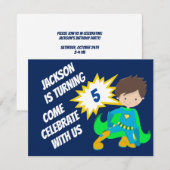 カスタムスーパーヒーローアクション ヒーロー子供の誕生日パーティー 招待状 (正面/裏面)