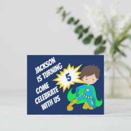 カスタムスーパーヒーローアクション ヒーロー子供の誕生日パーティー 招待状