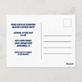 カスタムスーパーヒーロー男子誕生日パーティー招待状 ポストカード (裏面)