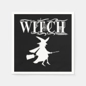 カスタムス飛んでいるイッチホワイトタイポグラフィハロウィーン スタンダードカクテルナプキン (正面)