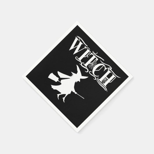 カスタムス飛んでいるイッチホワイトタイポグラフィハロウィーン スタンダードカクテルナプキン (角)