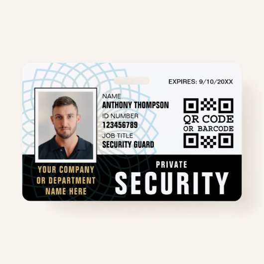 カスタムセキュリティガードIDフォトブラックバッジ バッジ (正面)