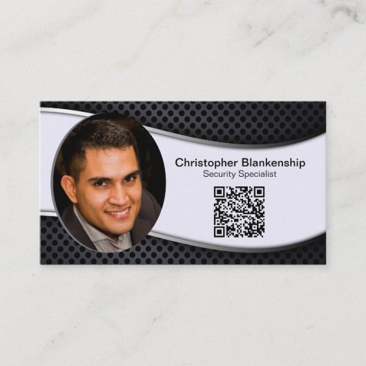 カスタムセキュリティプロフェッショナル写真QRコード 名刺 (正面)